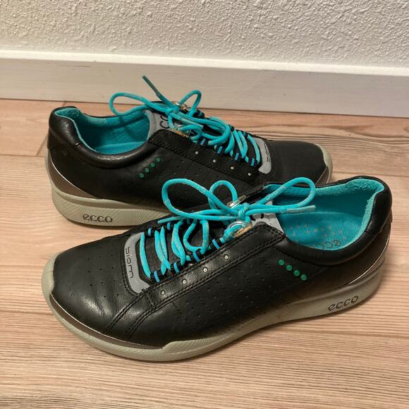 ECCO shoes, golf, black and teal, leather, Biom Hybrid - Picture 2 of 6
